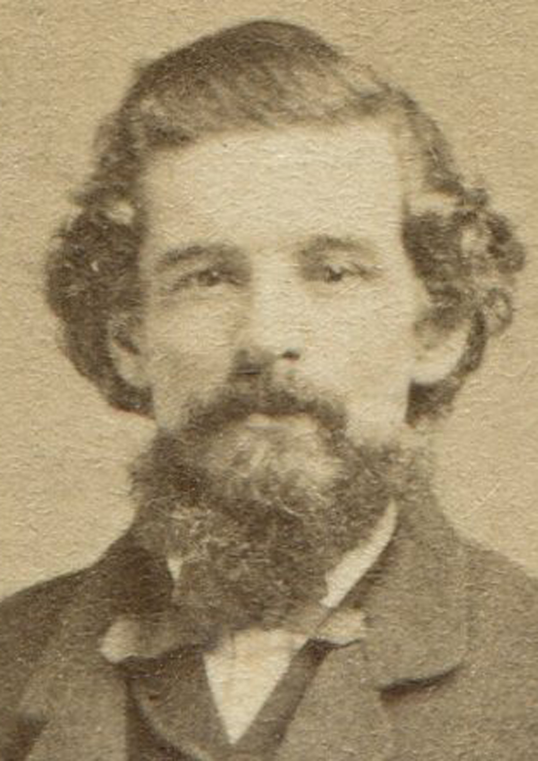 Man With Thick Hair And Beard Standing Pose Holding Hat Cdv