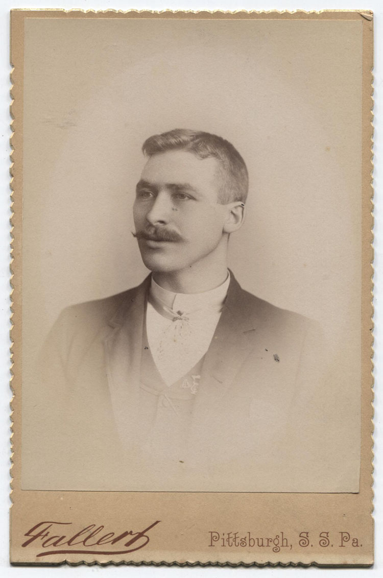 Cabinet Card Man With Handlebar Mustache And Harp Pin Pittsburgh