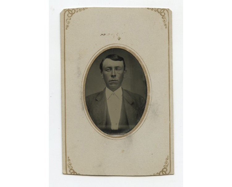 Handsome Man W Dark Hair Light Eyes Tintype Studio Portrait 1