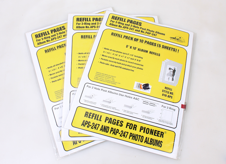 holds 4 x 7 Photos Pioneer Refill Pages for 3-Ring Photo Albums Pack of 5 Pages.